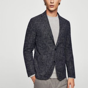 Slim fit flecked cotton blazer